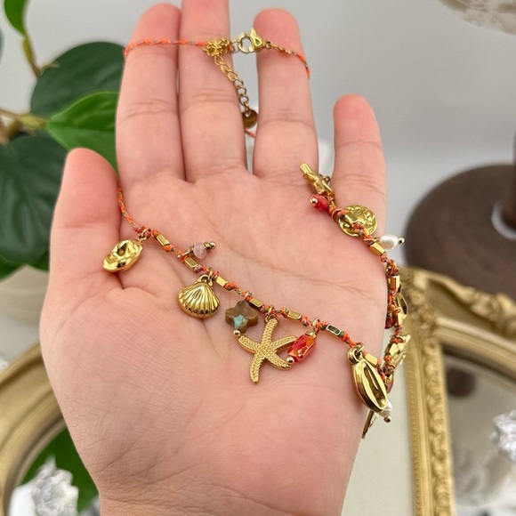 Gold Charm Necklace – Natural Pearls, Crystals, and Shells - Picture 11 of 14